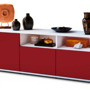 Lowboard Angelina | Korpus Weiß | Front in Bordeaux | 136x49x35cm (BxHxT)