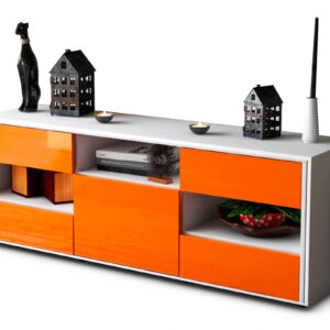 Lowboard Annina | Korpus Weiß | Front in Hochglanz Orange | 136x49x35cm (BxHxT)