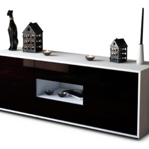 Lowboard Antonella | Korpus Weiß | Front in Hochglanz Schwarz | 136x49x35cm (BxHxT)
