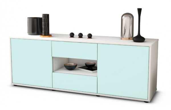 Lowboard Antonella | Korpus Weiß | Front in Mint | 136x49x35cm (BxHxT)