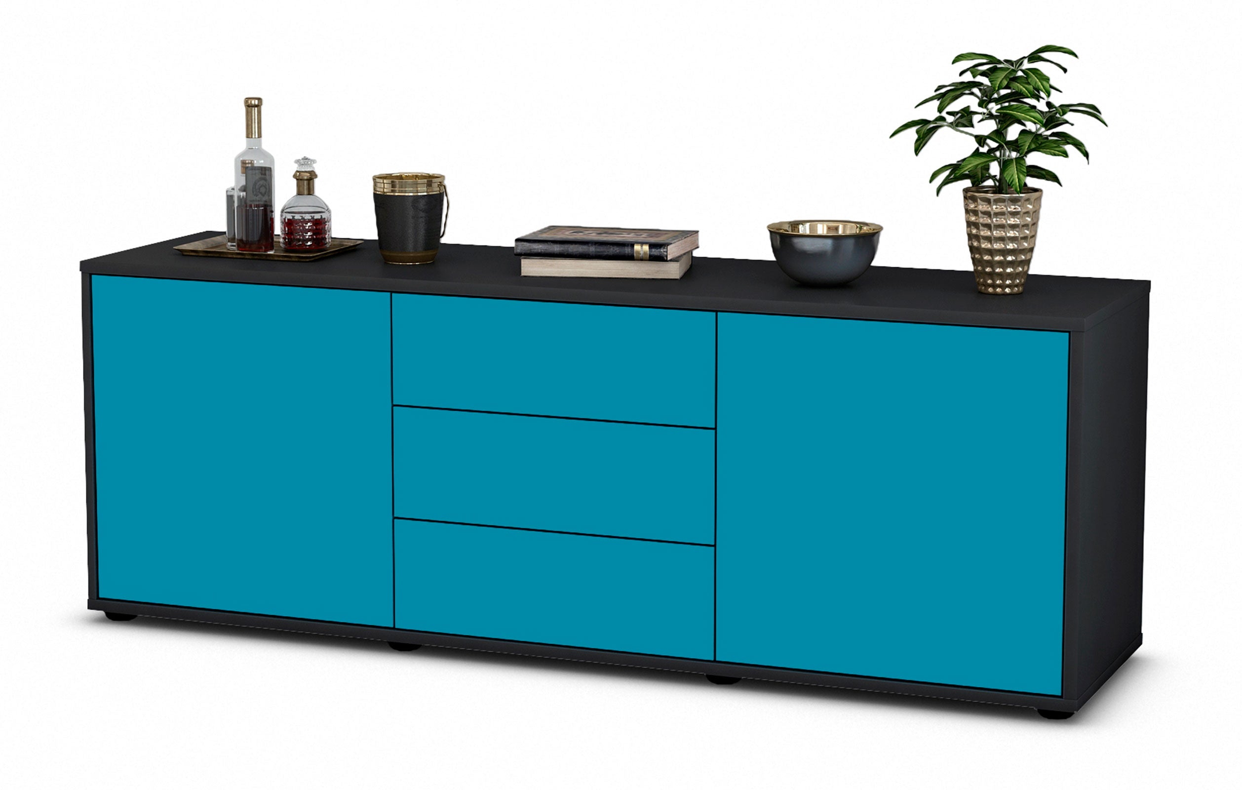 Lowboard Ameline, Türkis (136x49x35cm) 1 Lowboard Ameline, Türkis (136x49x35cm)