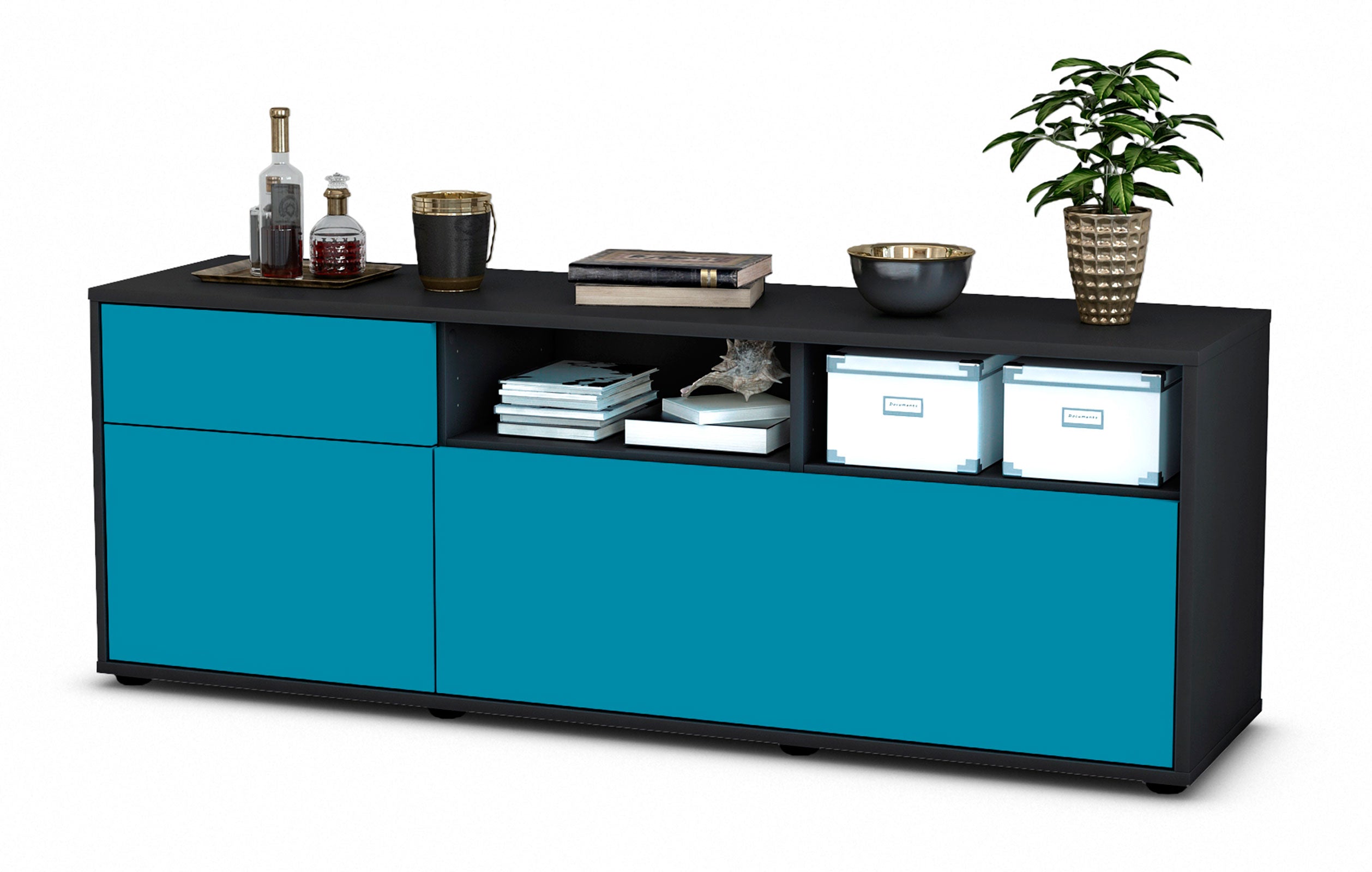 Lowboard Anais, Türkis (136x49x35cm) 1 Lowboard Anais, Türkis (136x49x35cm)