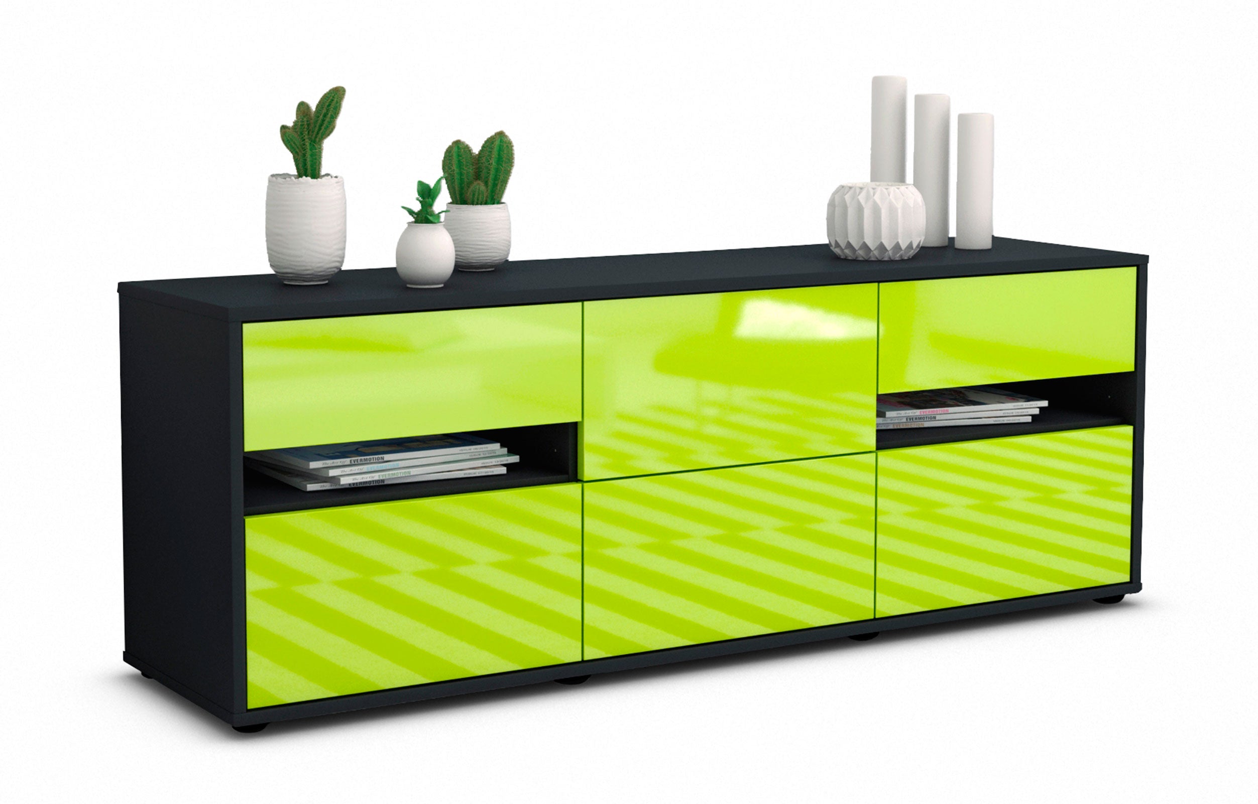 Lowboard Andrea, Grün (136x49x35cm) 1 Lowboard Andrea, Grün (136x49x35cm)