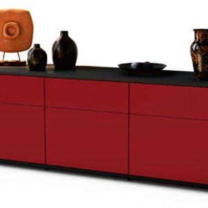 Lowboard Angela | Korpus Anthrazit | Front in Bordeaux | 136x49x35cm (BxHxT)