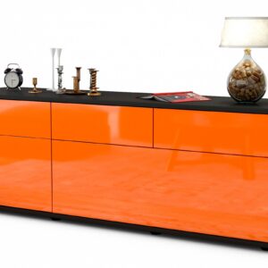 Lowboard Anjelika | Korpus Anthrazit | Front in Hochglanz Orange | 136x49x35cm (BxHxT)
