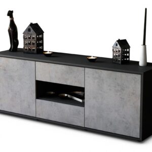 Lowboard Antonella | Korpus Anthrazit | Front in Beton Optik | 136x49x35cm (BxHxT)