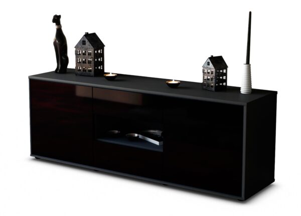 Lowboard Antonella | Korpus Anthrazit | Front in Hochglanz Schwarz | 136x49x35cm (BxHxT)
