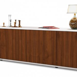 Lowboard Antonia | Korpus Weiß | Front in Walnuss Holz Optik | 180x49x35cm (BxHxT)