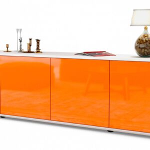 Lowboard Antonia | Korpus Weiß | Front in Hochglanz Orange | 180x49x35cm (BxHxT)