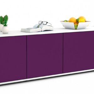 Lowboard Antonia | Korpus Weiß | Front in Lila | 180x49x35cm (BxHxT)