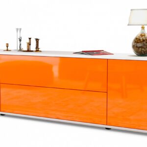 Lowboard Aquilina | Korpus Weiß | Front in Hochglanz Orange | 180x49x35cm (BxHxT)