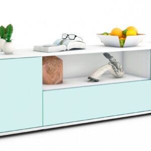 Lowboard Arbnora | Korpus Weiß | Front in Mint | 180x49x35cm (BxHxT)