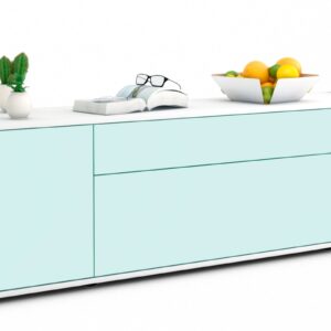 Lowboard Aria | Korpus Weiß | Front in Mint | 180x49x35cm (BxHxT)