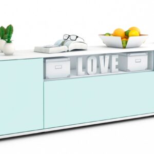 Lowboard Ariana | Korpus Weiß | Front in Mint | 180x49x35cm (BxHxT)