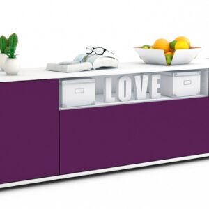 Lowboard Ariana | Korpus Weiß | Front in Lila | 180x49x35cm (BxHxT)
