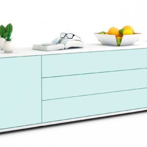 Lowboard Ariella | Korpus Weiß | Front in Mint | 180x49x35cm (BxHxT)