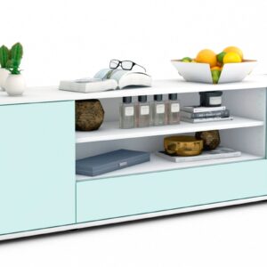 Lowboard Armida | Korpus Weiß | Front in Mint | 180x49x35cm (BxHxT)
