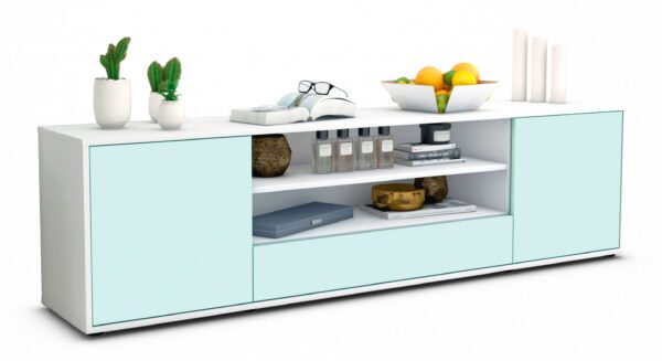 Lowboard Armida | Korpus Weiß | Front in Mint | 180x49x35cm (BxHxT)
