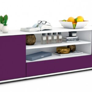 Lowboard Armida | Korpus Weiß | Front in Lila | 180x49x35cm (BxHxT)