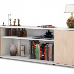 Lowboard Asia | Korpus Weiß | Front in Zeder Holz Optik | 180x49x35cm (BxHxT)