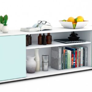 Lowboard Asia | Korpus Weiß | Front in Mint | 180x49x35cm (BxHxT)