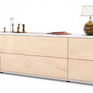Lowboard Assunta | Korpus Weiß | Front in Zeder Holz Optik | 180x49x35cm (BxHxT)