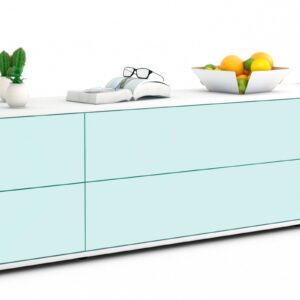 Lowboard Assunta | Korpus Weiß | Front in Mint | 180x49x35cm (BxHxT)