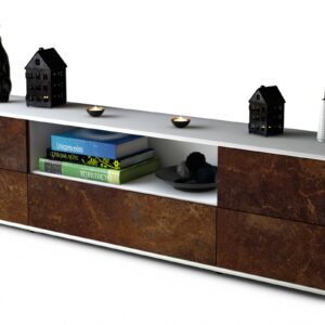 Lowboard Atlanta | Korpus Weiß | Front in Rost Optik | 180x49x35cm (BxHxT)