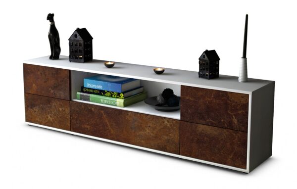 Lowboard Atlanta | Korpus Weiß | Front in Rost Optik | 180x49x35cm (BxHxT)