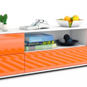 Lowboard Atlanta | Korpus Weiß | Front in Hochglanz Orange | 180x49x35cm (BxHxT)