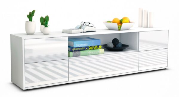 Lowboard Atlanta | Korpus Weiß | Front in Hochglanz Weiß | 180x49x35cm (BxHxT)