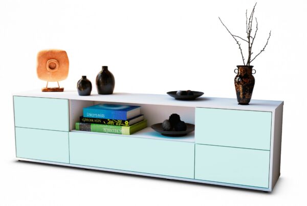 Lowboard Atlanta | Korpus Weiß | Front in Mint | 180x49x35cm (BxHxT)