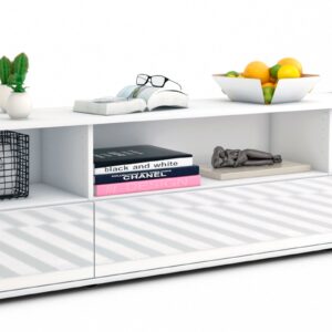 Lowboard Aurelia | Korpus Weiß | Front in Hochglanz Weiß | 180x49x35cm (BxHxT)