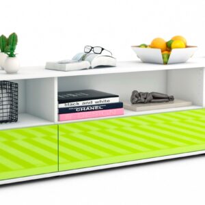Lowboard Aurelia | Korpus Weiß | Front in Hochglanz Grün | 180x49x35cm (BxHxT)