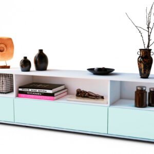 Lowboard Aurelia | Korpus Weiß | Front in Mint | 180x49x35cm (BxHxT)