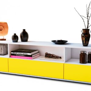 Lowboard Aurelia | Korpus Weiß | Front in Gelb | 180x49x35cm (BxHxT)