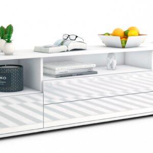 Lowboard Azula | Korpus Weiß | Front in Hochglanz Weiß | 180x49x35cm (BxHxT)