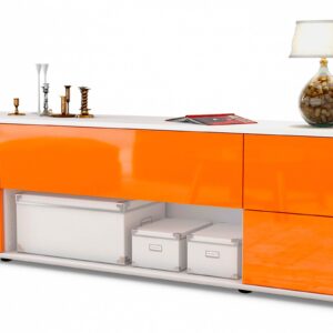 Lowboard Babetta | Korpus Weiß | Front in Hochglanz Orange | 180x49x35cm (BxHxT)