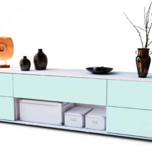 Lowboard Babetta | Korpus Weiß | Front in Mint | 180x49x35cm (BxHxT)