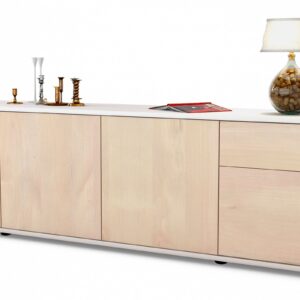 Lowboard Benedetta | Korpus Weiß | Front in Zeder Holz Optik | 180x49x35cm (BxHxT)