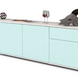 Lowboard Benedetta | Korpus Weiß | Front in Mint | 180x49x35cm (BxHxT)