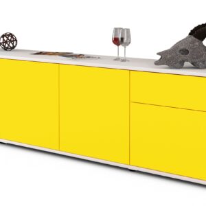 Lowboard Benedetta | Korpus Weiß | Front in Gelb | 180x49x35cm (BxHxT)