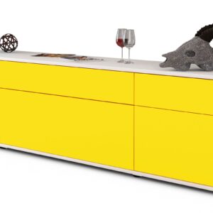 Lowboard Beppa | Korpus Weiß | Front in Gelb | 180x49x35cm (BxHxT)