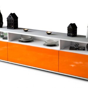 Lowboard Bianca | Korpus Weiß | Front in Hochglanz Orange | 180x49x35cm (BxHxT)