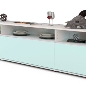 Lowboard Bianca | Korpus Weiß | Front in Mint | 180x49x35cm (BxHxT)