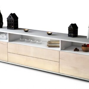 Lowboard Biancaneve | Korpus Weiß | Front in Zeder Holz Optik | 180x49x35cm (BxHxT)