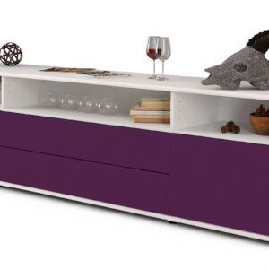 Lowboard Biancaneve | Korpus Weiß | Front in Lila | 180x49x35cm (BxHxT)