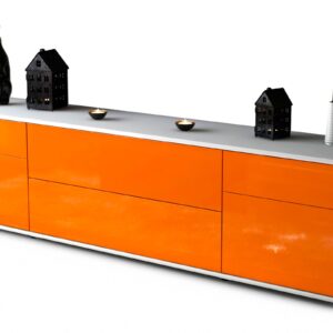 Lowboard Bibiane | Korpus Weiß | Front in Hochglanz Orange | 180x49x35cm (BxHxT)