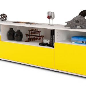 Lowboard Bionda | Korpus Weiß | Front in Gelb | 180x49x35cm (BxHxT)