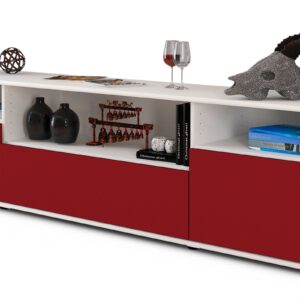 Lowboard Bionda | Korpus Weiß | Front in Bordeaux | 180x49x35cm (BxHxT)
